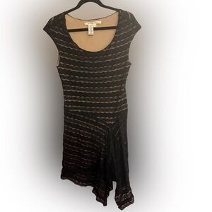 Max Studio Asymmetrical Black Lace Over Nude Lining Size M
